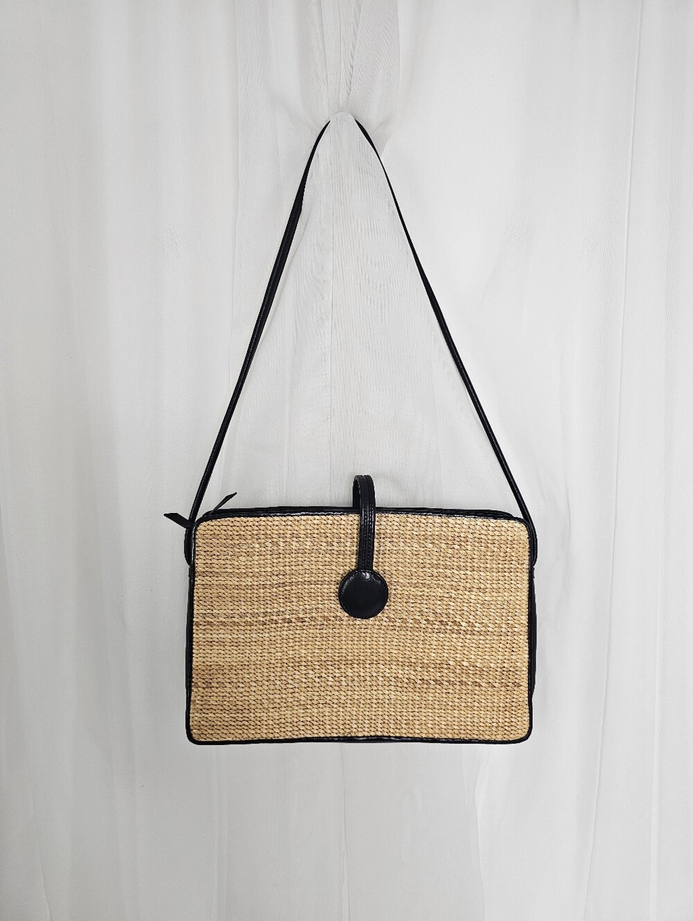 Dokkim Tatami Straw & Leather Shoulder Bag #333 Rare Vintage Collection Summer
